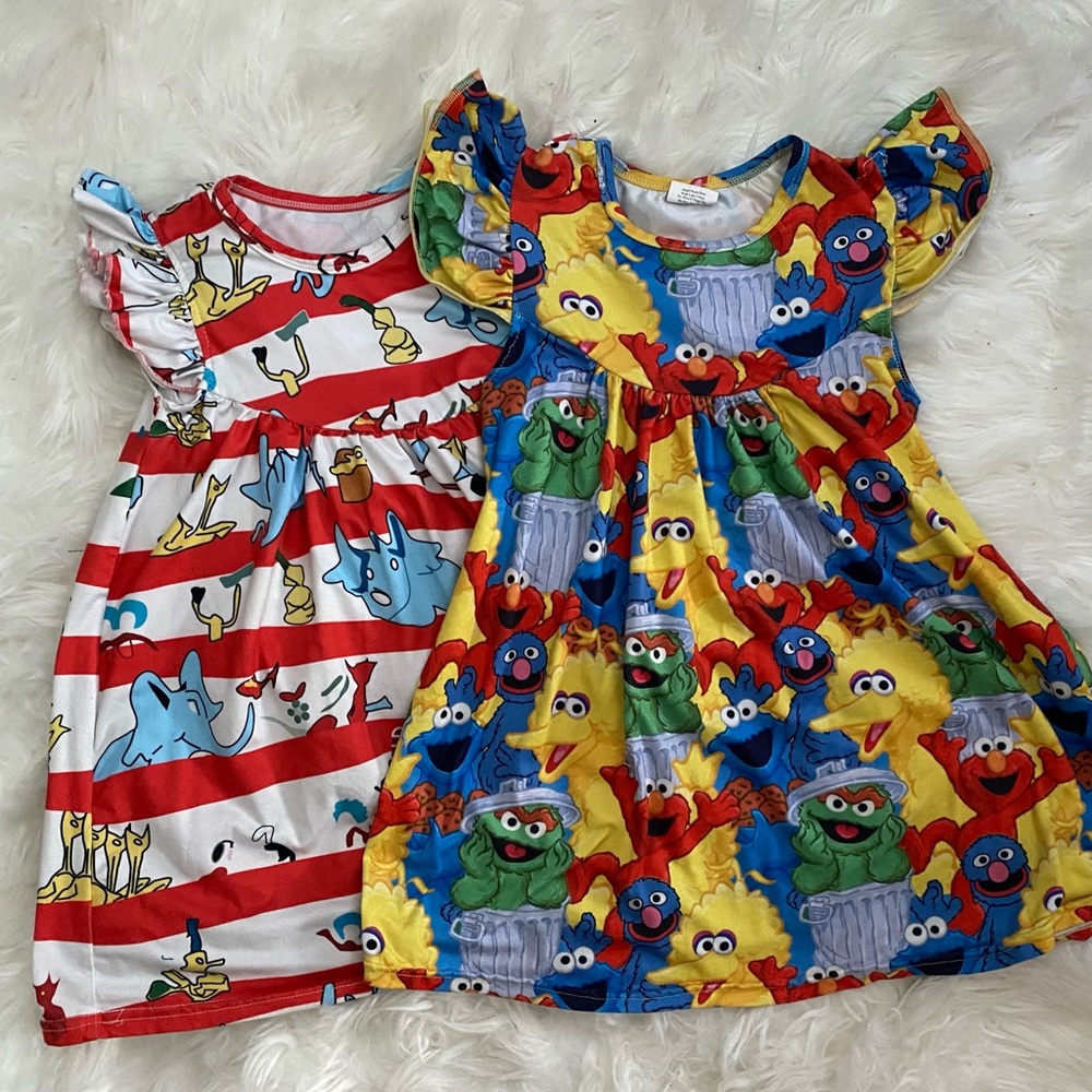 Character flutter dresses. Sesame Street, Dr Seuss